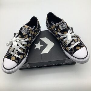 Converse Jack Purcell All Star Low Top Black Gold Key Print Sneakers NWT